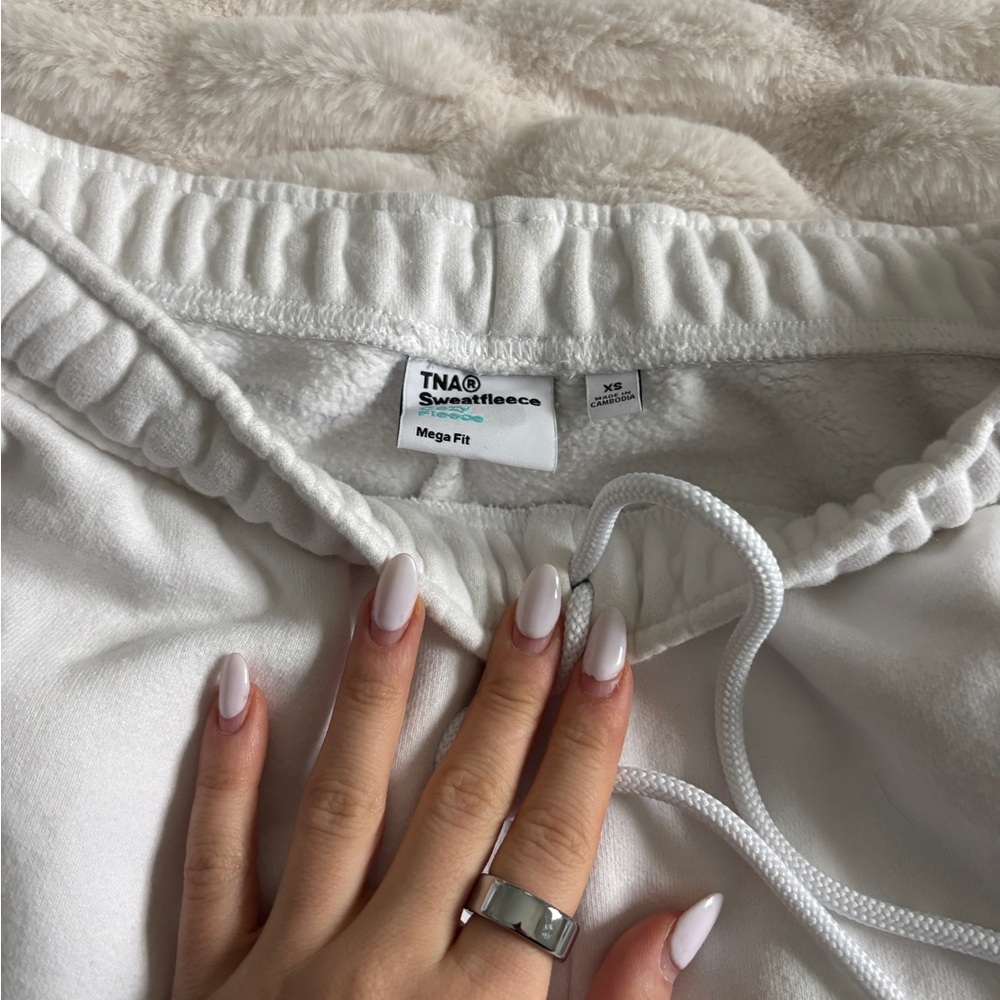 TNA Mega Fleece White Joggers